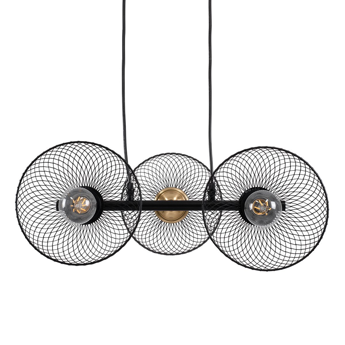 00586_0 GLOBOSTAR® VERONA 00586 Μοντέρνο Κρεμαστό Φωτιστικό Οροφής με Ντουί 3 x E27 AC 220-240V IP20 - Μαύρο & Χρυσό - Μ50 x Π28 x Υ20cm - Image 1