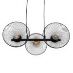 GLOBOSTAR® VERONA 00586 Μοντέρνο Κρεμαστό Φωτιστικό Οροφής με Ντουί 3 x E27 AC 220-240V IP20 - Μαύρο & Χρυσό - Μ50 x Π28 x Υ20cm - Image 3