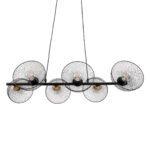 GLOBOSTAR® VERONA 00587 Μοντέρνο Κρεμαστό Φωτιστικό Οροφής με Ντουί 6 x E27 AC 220-240V IP20 - Μαύρο & Χρυσό - Μ100 x Π28 x Υ20cm - Image 3