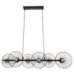 GLOBOSTAR® VERONA 00587 Μοντέρνο Κρεμαστό Φωτιστικό Οροφής με Ντουί 6 x E27 AC 220-240V IP20 - Μαύρο & Χρυσό - Μ100 x Π28 x Υ20cm - Image 4