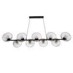 GLOBOSTAR® VERONA 00588 Μοντέρνο Κρεμαστό Φωτιστικό Οροφής με Ντουί 9 x E27 AC 220-240V IP20 - Μαύρο & Χρυσό - Μ140 x Π28 x Υ20cm - Image 3