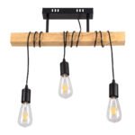 GLOBOSTAR® JOLLY 00605 Vintage Κρεμαστό Φωτιστικό Οροφής με Ντουί 3 x E27 AC 220-240V IP20 - Μαύρο & Μπεζ - Μ55 x Π6 x Υ115cm - Image 4