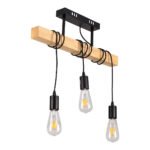 GLOBOSTAR® JOLLY 00605 Vintage Κρεμαστό Φωτιστικό Οροφής με Ντουί 3 x E27 AC 220-240V IP20 - Μαύρο & Μπεζ - Μ55 x Π6 x Υ115cm - Image 5