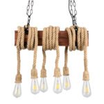 GLOBOSTAR® VIKING 00606 Vintage Κρεμαστό Φωτιστικό Οροφής με Ντουί 6 x E27 AC 220-240V IP20 - Καφέ & Μπεζ - Μ53 x Π11 x Υ220cm