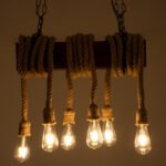 GLOBOSTAR® VIKING 00606 Vintage Κρεμαστό Φωτιστικό Οροφής με Ντουί 6 x E27 AC 220-240V IP20 - Καφέ & Μπεζ - Μ53 x Π11 x Υ220cm - Image 3