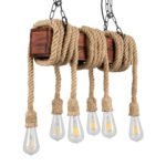 GLOBOSTAR® VIKING 00606 Vintage Κρεμαστό Φωτιστικό Οροφής με Ντουί 6 x E27 AC 220-240V IP20 - Καφέ & Μπεζ - Μ53 x Π11 x Υ220cm - Image 4