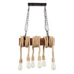 GLOBOSTAR® VIKING 00606 Vintage Κρεμαστό Φωτιστικό Οροφής με Ντουί 6 x E27 AC 220-240V IP20 - Καφέ & Μπεζ - Μ53 x Π11 x Υ220cm - Image 5