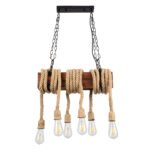 GLOBOSTAR® VIKING 00606 Vintage Κρεμαστό Φωτιστικό Οροφής με Ντουί 6 x E27 AC 220-240V IP20 - Καφέ & Μπεζ - Μ53 x Π11 x Υ220cm - Image 6