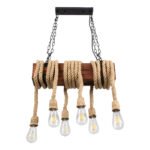 GLOBOSTAR® VIKING 00606 Vintage Κρεμαστό Φωτιστικό Οροφής με Ντουί 6 x E27 AC 220-240V IP20 - Καφέ & Μπεζ - Μ53 x Π11 x Υ220cm - Image 7