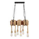 GLOBOSTAR® VIKING 00606 Vintage Κρεμαστό Φωτιστικό Οροφής με Ντουί 6 x E27 AC 220-240V IP20 - Καφέ & Μπεζ - Μ53 x Π11 x Υ220cm - Image 8