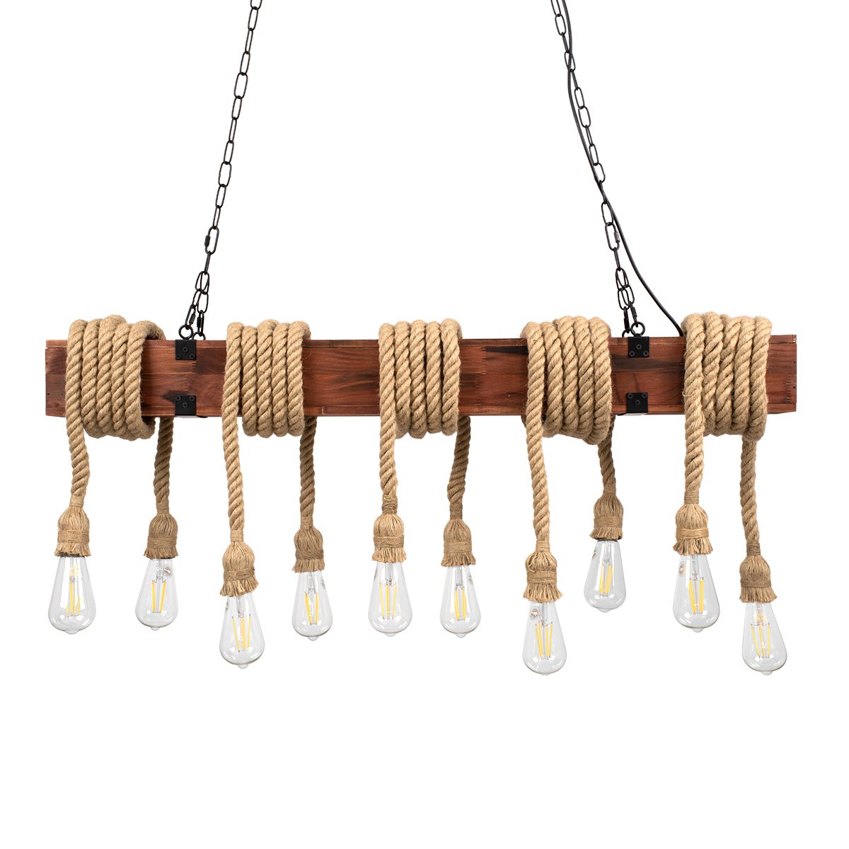 00607_0 GLOBOSTAR® VIKING 00607 Vintage Κρεμαστό Φωτιστικό Οροφής με Ντουί 10 x E27 AC 220-240V IP20 - Καφε & Μπεζ - Μ108 x Π11 x Υ220cm - Image 1