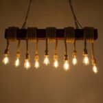 GLOBOSTAR® VIKING 00607 Vintage Κρεμαστό Φωτιστικό Οροφής με Ντουί 10 x E27 AC 220-240V IP20 - Καφε & Μπεζ - Μ108 x Π11 x Υ220cm - Image 3