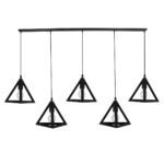 GLOBOSTAR® TRIANGLE 00608 Μοντέρνο Κρεμαστό Φωτιστικό Οροφής με Ντουί 5 x E27 AC 220-240V IP20 - Μαύρο - Μ170 x Π22 x Y130cm - Image 3