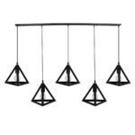 GLOBOSTAR® TRIANGLE 00608 Μοντέρνο Κρεμαστό Φωτιστικό Οροφής με Ντουί 5 x E27 AC 220-240V IP20 - Μαύρο - Μ170 x Π22 x Y130cm - Image 4