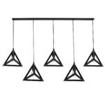 GLOBOSTAR® TRIANGLE 00608 Μοντέρνο Κρεμαστό Φωτιστικό Οροφής με Ντουί 5 x E27 AC 220-240V IP20 - Μαύρο - Μ170 x Π22 x Y130cm - Image 5