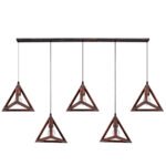 GLOBOSTAR® TRIANGLE 00609 Μοντέρνο Κρεμαστό Φωτιστικό Οροφής με Ντουί 5 x E27 AC 220-240V IP20 - Χάλκινο - Μ170 x Π22 x Y130cm - Image 2