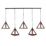 GLOBOSTAR® TRIANGLE 00609 Μοντέρνο Κρεμαστό Φωτιστικό Οροφής με Ντουί 5 x E27 AC 220-240V IP20 - Χάλκινο - Μ170 x Π22 x Y130cm - Image 3