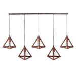 GLOBOSTAR® TRIANGLE 00609 Μοντέρνο Κρεμαστό Φωτιστικό Οροφής με Ντουί 5 x E27 AC 220-240V IP20 - Χάλκινο - Μ170 x Π22 x Y130cm - Image 4