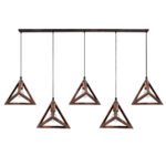 GLOBOSTAR® TRIANGLE 00609 Μοντέρνο Κρεμαστό Φωτιστικό Οροφής με Ντουί 5 x E27 AC 220-240V IP20 - Χάλκινο - Μ170 x Π22 x Y130cm - Image 5