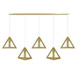 GLOBOSTAR® TRIANGLE 00610 Μοντέρνο Κρεμαστό Φωτιστικό Οροφής με Ντουί 5 x E27 AC 220-240V IP20 - Χρυσό - Μ170 x Π22 x Y130cm - Image 3