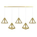 GLOBOSTAR® TRIANGLE 00610 Μοντέρνο Κρεμαστό Φωτιστικό Οροφής με Ντουί 5 x E27 AC 220-240V IP20 - Χρυσό - Μ170 x Π22 x Y130cm - Image 4