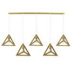 GLOBOSTAR® TRIANGLE 00610 Μοντέρνο Κρεμαστό Φωτιστικό Οροφής με Ντουί 5 x E27 AC 220-240V IP20 - Χρυσό - Μ170 x Π22 x Y130cm - Image 5