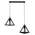 GLOBOSTAR® TRIANGLE 00611 Μοντέρνο Κρεμαστό Φωτιστικό Οροφής με Ντουί 2 x E27 AC 220-240V IP20 - Μαύρο - Μ60 x Π22 x Y130cm - Image 3
