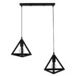 GLOBOSTAR® TRIANGLE 00611 Μοντέρνο Κρεμαστό Φωτιστικό Οροφής με Ντουί 2 x E27 AC 220-240V IP20 - Μαύρο - Μ60 x Π22 x Y130cm - Image 4