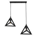 GLOBOSTAR® TRIANGLE 00611 Μοντέρνο Κρεμαστό Φωτιστικό Οροφής με Ντουί 2 x E27 AC 220-240V IP20 - Μαύρο - Μ60 x Π22 x Y130cm - Image 5