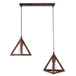 GLOBOSTAR® TRIANGLE 00613 Μοντέρνο Κρεμαστό Φωτιστικό Οροφής με Ντουί 2 x E27 AC 220-240V IP20 - Χάλκινο - Μ60 x Π22 x Y130cm - Image 3