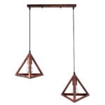 GLOBOSTAR® TRIANGLE 00613 Μοντέρνο Κρεμαστό Φωτιστικό Οροφής με Ντουί 2 x E27 AC 220-240V IP20 - Χάλκινο - Μ60 x Π22 x Y130cm - Image 4