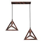 GLOBOSTAR® TRIANGLE 00613 Μοντέρνο Κρεμαστό Φωτιστικό Οροφής με Ντουί 2 x E27 AC 220-240V IP20 - Χάλκινο - Μ60 x Π22 x Y130cm - Image 5