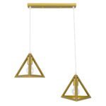 GLOBOSTAR® TRIANGLE 00615 Μοντέρνο Κρεμαστό Φωτιστικό Οροφής με Ντουί 2 x E27 AC 220-240V IP20 - Χρυσό - Μ60 x Π22 x Y130cm - Image 3