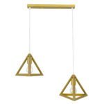 GLOBOSTAR® TRIANGLE 00615 Μοντέρνο Κρεμαστό Φωτιστικό Οροφής με Ντουί 2 x E27 AC 220-240V IP20 - Χρυσό - Μ60 x Π22 x Y130cm - Image 4