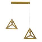 GLOBOSTAR® TRIANGLE 00615 Μοντέρνο Κρεμαστό Φωτιστικό Οροφής με Ντουί 2 x E27 AC 220-240V IP20 - Χρυσό - Μ60 x Π22 x Y130cm - Image 5