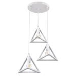 GLOBOSTAR® TRIANGLE 00617 Μοντέρνο Κρεμαστό Φωτιστικό Οροφής με Ντουί 3 x E27 AC 220-240V IP20 - Λευκό - Μ49 x Π49 x Y130cm - Image 5
