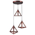 GLOBOSTAR® TRIANGLE 00618 Μοντέρνο Κρεμαστό Φωτιστικό Οροφής με Ντουί 3 x E27 AC 220-240V IP20 - Χάλκινο - Μ49 x Π49 x Y130cm - Image 4