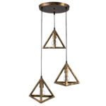 GLOBOSTAR® TRIANGLE 00619 Μοντέρνο Κρεμαστό Φωτιστικό Οροφής με Ντουί 3 x E27 AC 220-240V IP20 - Μπρούτζινο - Μ49 x Π49 x Y130cm - Image 4