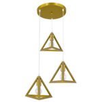 GLOBOSTAR® TRIANGLE 00620 Μοντέρνο Κρεμαστό Φωτιστικό Οροφής με Ντουί 3 x E27 AC 220-240V IP20 - Χρυσό - Μ49 x Π49 x Y130cm - Image 3