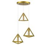 GLOBOSTAR® TRIANGLE 00620 Μοντέρνο Κρεμαστό Φωτιστικό Οροφής με Ντουί 3 x E27 AC 220-240V IP20 - Χρυσό - Μ49 x Π49 x Y130cm - Image 4