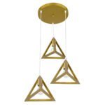 GLOBOSTAR® TRIANGLE 00620 Μοντέρνο Κρεμαστό Φωτιστικό Οροφής με Ντουί 3 x E27 AC 220-240V IP20 - Χρυσό - Μ49 x Π49 x Y130cm - Image 5