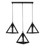 GLOBOSTAR® TRIANGLE 00621 Μοντέρνο Κρεμαστό Φωτιστικό Οροφής με Ντουί 3 x E27 AC 220-240V IP20 - Μαύρο - Μ70 x Π22 x Y130cm - Image 3
