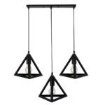 GLOBOSTAR® TRIANGLE 00621 Μοντέρνο Κρεμαστό Φωτιστικό Οροφής με Ντουί 3 x E27 AC 220-240V IP20 - Μαύρο - Μ70 x Π22 x Y130cm - Image 4