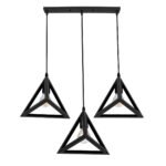 GLOBOSTAR® TRIANGLE 00621 Μοντέρνο Κρεμαστό Φωτιστικό Οροφής με Ντουί 3 x E27 AC 220-240V IP20 - Μαύρο - Μ70 x Π22 x Y130cm - Image 5