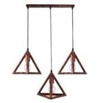 GLOBOSTAR® TRIANGLE 00623 Μοντέρνο Κρεμαστό Φωτιστικό Οροφής με Ντουί 3 x E27 AC 220-240V IP20 - Χάλκινο - Μ70 x Π22 x Y130cm - Image 3