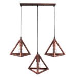 GLOBOSTAR® TRIANGLE 00623 Μοντέρνο Κρεμαστό Φωτιστικό Οροφής με Ντουί 3 x E27 AC 220-240V IP20 - Χάλκινο - Μ70 x Π22 x Y130cm - Image 4