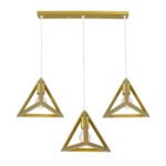GLOBOSTAR® TRIANGLE 00625 Μοντέρνο Κρεμαστό Φωτιστικό Οροφής με Ντουί 3 x E27 AC 220-240V IP20 - Χρυσό - Μ70 x Π22 x Y130cm