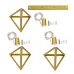 GLOBOSTAR® TRIANGLE 00625 Μοντέρνο Κρεμαστό Φωτιστικό Οροφής με Ντουί 3 x E27 AC 220-240V IP20 - Χρυσό - Μ70 x Π22 x Y130cm - Image 11