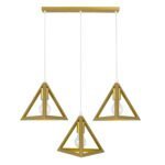 GLOBOSTAR® TRIANGLE 00625 Μοντέρνο Κρεμαστό Φωτιστικό Οροφής με Ντουί 3 x E27 AC 220-240V IP20 - Χρυσό - Μ70 x Π22 x Y130cm - Image 3