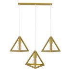 GLOBOSTAR® TRIANGLE 00625 Μοντέρνο Κρεμαστό Φωτιστικό Οροφής με Ντουί 3 x E27 AC 220-240V IP20 - Χρυσό - Μ70 x Π22 x Y130cm - Image 4